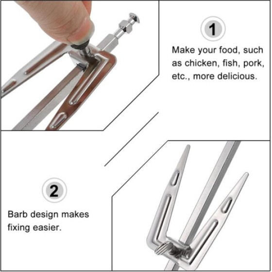 Electric Oven Rotating Chicken Skewer Stainless Steel Fork Grill Rotisserie Rack for Air Fryers and Ovens